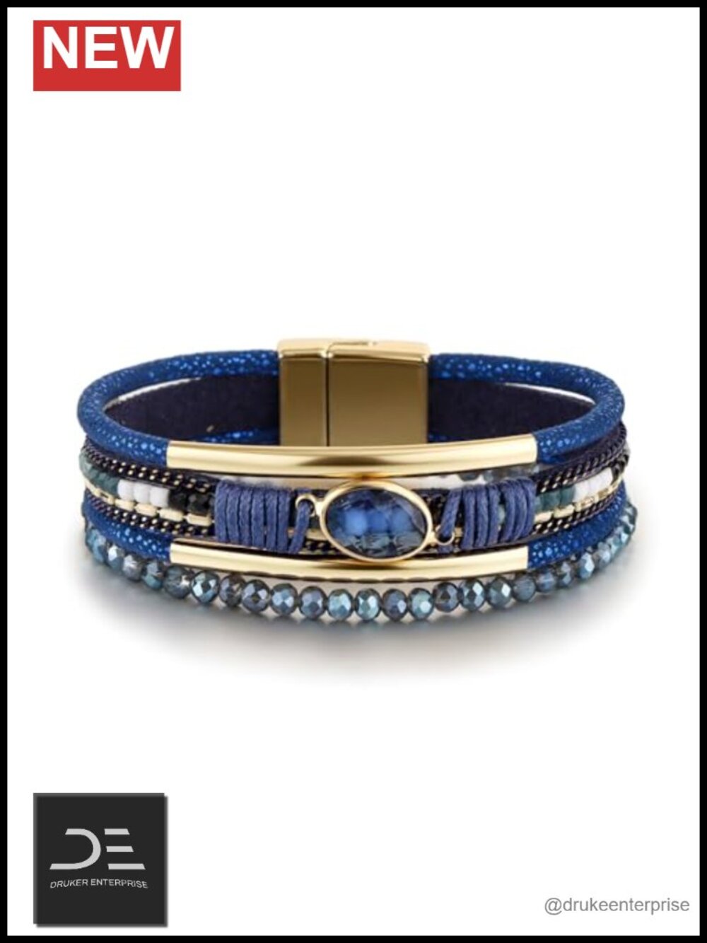 Leather Wrap Bracelet Boho Layered Cuff Bangle Stackable Easy On-Off